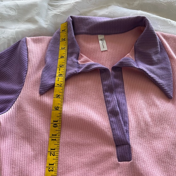 GoodTime USA 2-Piece XL Pink/Lavender Ribbed Collared w/Flared Bottoms Jump Suit - Picture 11 of 16
